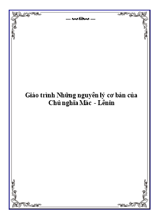 Giáo trình Những nguyên lý cơ bản của Chủ nghĩa Mác - Lênin