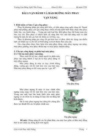 Giáo trình Phay mặt phẳng