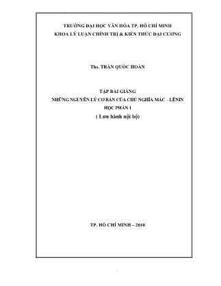 Tập bài giảng những nguyên lý cơ bản của chủ nghĩa Mác–Lênin - Ths. Trần Quốc Hoàn