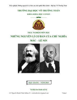 Trắc nghiệm Những nguyên lí cơ bản của chủ nghĩa Mác-Lênin