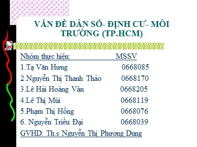 Vấn đề dân số-định cư-môi trường (TP.HCM)