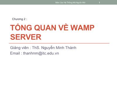 Bài giảng Các hệ thống mã nguồn mở - Chương 2: Tổng quan về Wamp Server