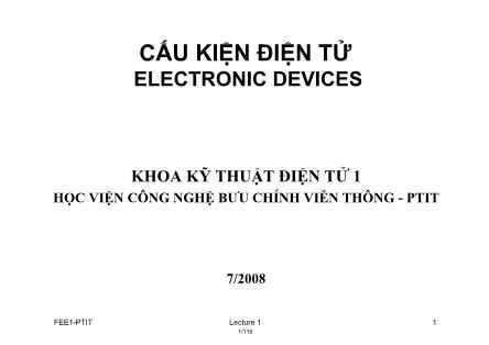 Bài giảng Cấu kiện điện tử (Electronic Devices)