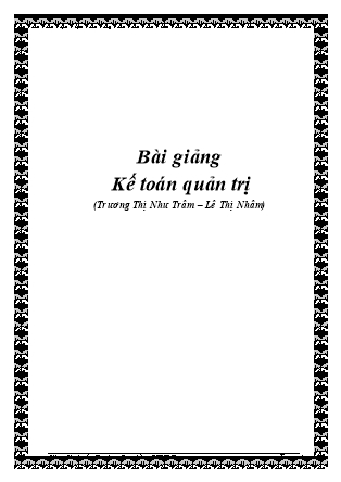 Bài giảng Kế toán quản trị