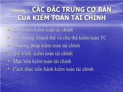 Bài giảng Kiểm toán Báo cáo tài chính doanh nghiệp - Chương 1: Các đặc trưng cơ bản của kiểm toán tài chính - TS Đoàn Thị Ngọc Trai