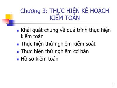 Bài giảng Kiểm toán Báo cáo tài chính doanh nghiệp - Chương 3: Thực hiện kế hoạch kiểm toán - TS Đoàn Thị Ngọc Trai