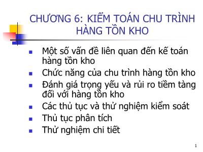 Bài giảng Kiểm toán Báo cáo tài chính doanh nghiệp - Chương 6: Kiểm toán chu trình hàng tồn kho - TS Đoàn Thị Ngọc Trai