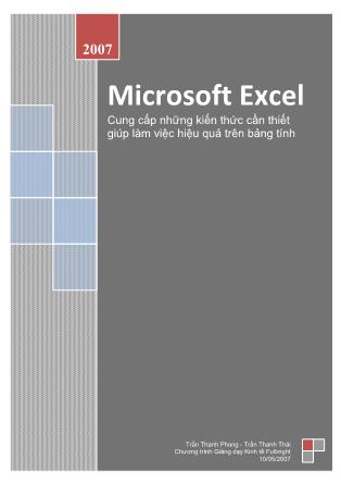 Bài giảng Microsoft Excel - Trần Thanh Phong