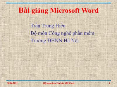 Bài giảng Microsoft Word - Trần Trung Hiếu