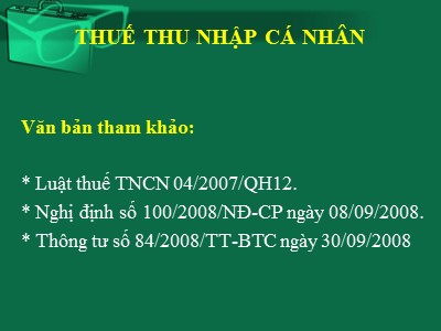 Bài giảng Thuế thu nhập cá nhân