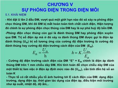 Bài giảng Vật liệu điện và cao áp - Chương 5: Sự phóng điện trong điện môi - Ngô Quang Ước