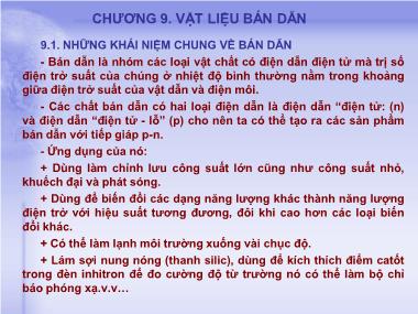 Bài giảng Vật liệu điện và cao áp - Chương 9: Vật liệu bán dẫn - Ngô Quang Ước