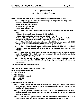 Bài tập Kế toán tài chính - Chương 3: Kế toán tài sản cố định