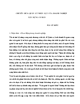 Chuyên đề 8: Quản lý nhân lực của doanh nghiệp xây dựng cơ bản