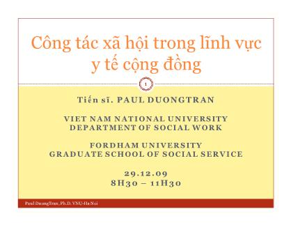 Công tác xã hội trong lĩnh vực y tế cộng đồng