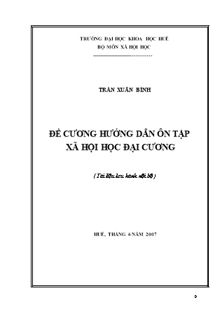 Đề cương hướng dẫn ôn tập xã hội học đại cương