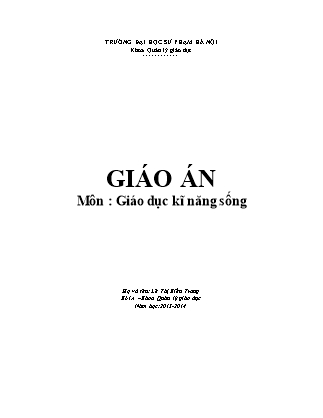 Giáo án Giáo dục kĩ năng sống