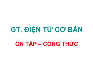 Giáo trình Điện tử cơ bản