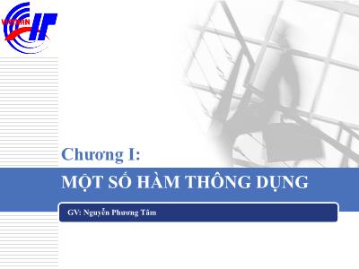 Giáo trình Kế toán ứng dụng - Chương I: Một số hàm thông dụng - Nguyễn Phương Tâm