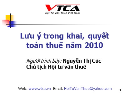 Lưu ý trong khai, quyết toán thuế năm 2010 - Nguyễn Thị Cúc