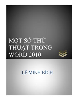 Một số thủ thuật trong Word 2010 - Lê Minh Bích