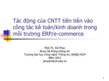 Tác động của CNTT tiên tiến vào công tác kế toán/kinh doanh trong môi trường ERP/e-Commerce