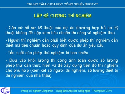 Thí nghiệm và kiểm định chất lượng công trình (Tiếp)