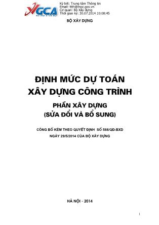 Thuyết minh và hướng dẫn áp dụng dụng mức dự toán xây dựng công trình - Phần xây dựng