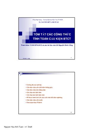 Tóm tắt các công thức tính toán cấu kiện bê tông cốt thép - TS. Nguyễn Hữu Anh Tuấn