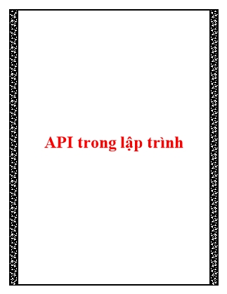 Bài giảng API trong lập trình