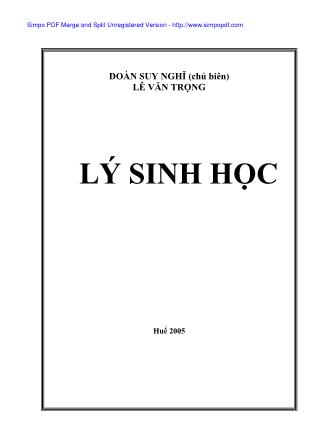 Bài giảng Lý sinh học - TS. Đoàn Suy Nghĩ