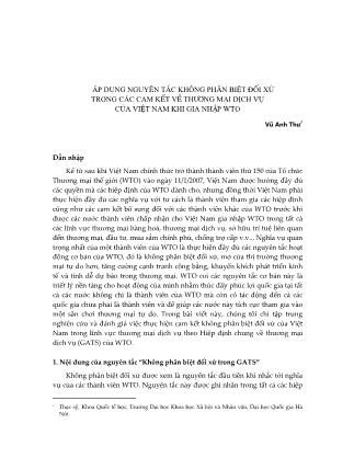 Áp dụng nguyên tắc không phân biệt đối xử trong các cam kết về thương mại dịch vụ của Việt Nam khi gia nhập WTO