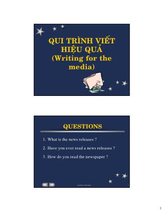 Bài giảng Pr - Bài 4: Qui trình viết hiệu quả (Writing for the media)