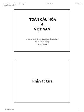 Bài giảng Toàn cầu hóa - Bài 3: Toàn cầu hóa & Việt Nam