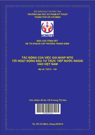 Báo cáo Tác ðộng của việc gia nhập WTO tới hoạt ðộng ðầu tư trực tiếp nước ngoài vào Việt Nam (Phần 1)