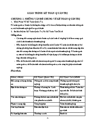 Giáo trình môn Kế toán quản trị