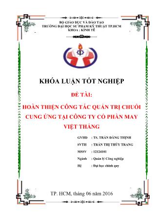 Khóa luận Hoàn thiện công tác quản trị chuỗi cung ứng tại Công ty Cổ phần may Việt Thắng (Phần 1)