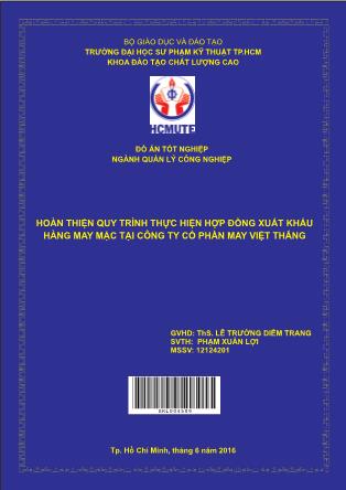 Khóa luận Hoàn thiện quy trình thực hiện hợp đồng xuất khẩu hàng may mặc tại Công ty cổ phần May Việt Thắng (Phần 1)