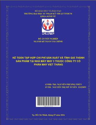 Khóa luận Kế toán chi phí sản xuất và tính giá thành sản xuất tại Công ty Cổ phần may Việt Thắng (Phần 1)
