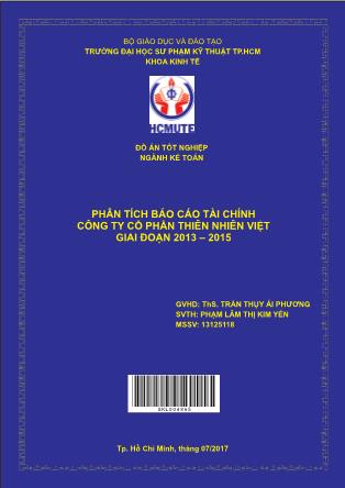Khóa luận Phân tích Báo cáo tài chính Công ty Cổ phần Thiên Nhiên Việt giai đoạn 2013 – 2015 (Phần 1)