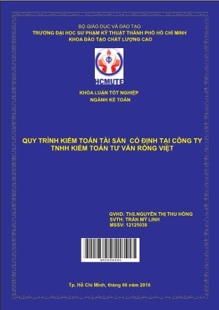 Khóa luận Quy trình kiểm toán tài sản cố định tại Công ty TNHH Kiểm toán tư vấn Rồng Việt (Phần 1)