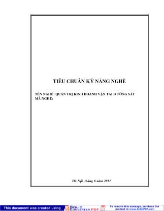 Tiêu chuẩn kỹ năng nghề: Quản trị kinh doanh vận tải đường sắt