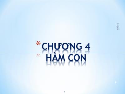 Bài giảng Cơ sở lập trình - Chương 4: Hàm con