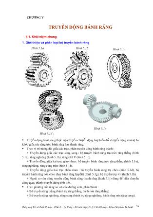 Bài giảng Cơ sở thiết kế máy - Phần II: Chuyển động cơ khí - Chương V: Truyền động bánh răng