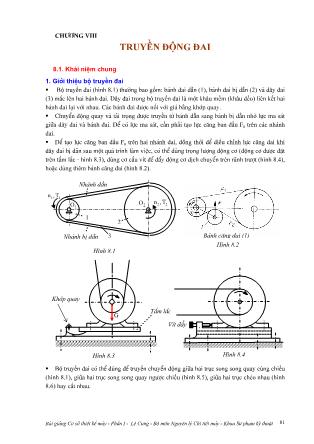 Bài giảng Cơ sở thiết kế máy - Phần II: Chuyển động cơ khí - Chương VIII: Truyền động đai