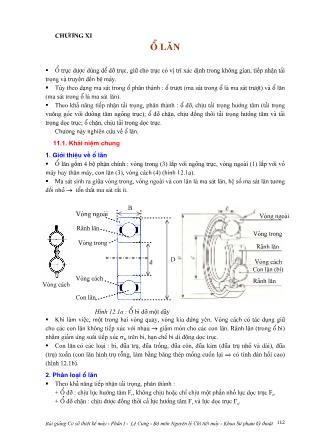 Bài giảng Cơ sở thiết kế máy - Phần III: Các chi tiết máy đỡ nối - Chương XI: Ổ lăn