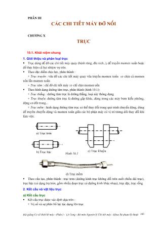 Bài giảng Cơ sở thiết kế máy - Phần III: Các chi tiết máy đỡ nối - Chương X: Trục