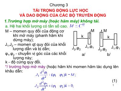 Bài giảng Động lực học máy - Chương 3: Tải trọng động lực học và dao động của các bộ truyền động