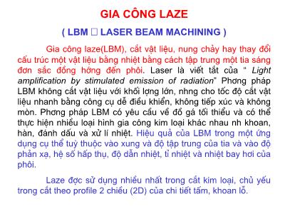 Bài giảng Gia công laze ( lbm–laser beam machining )