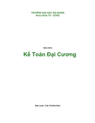 Bài giảng Kế toán đại cương (Phần 1)